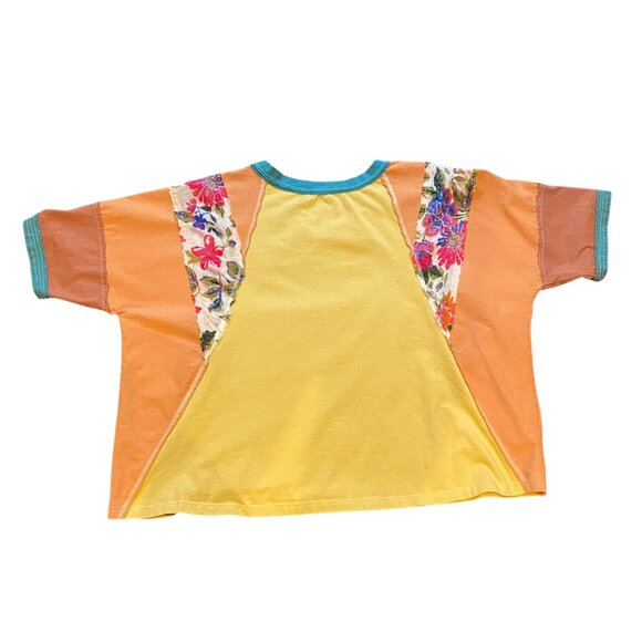 Easel BOHO Mixed Media Dolman Sleeve Tee Top Sz L #247L - Picture 4 of 6